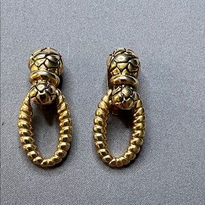 Gold-Tone Oval Loop Drop Earrings